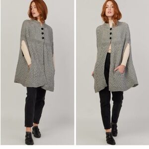 NWT Stella Pardo Paris Hand-knitted Alpaca cape in Grey Size S